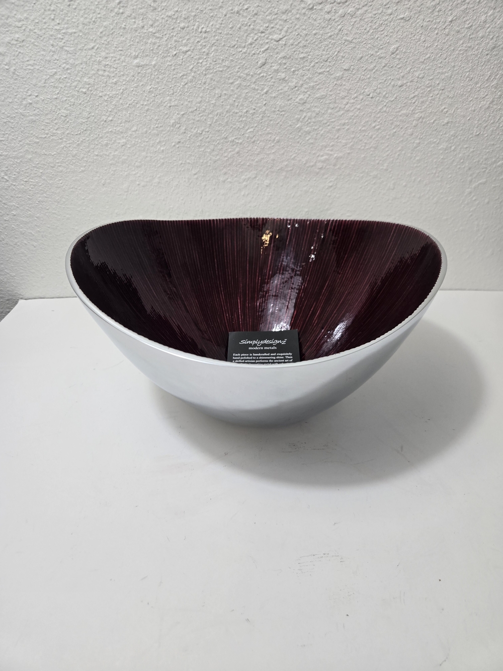 Simplydesignz Silver Exterior Exterior Maroon Interior Decorative Bowl